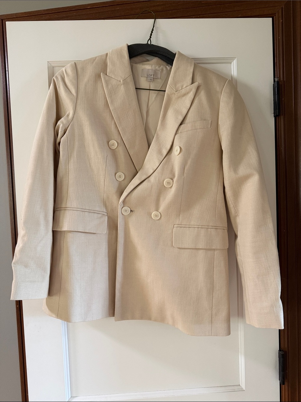LOFT Double-Breasted Cream Blazer